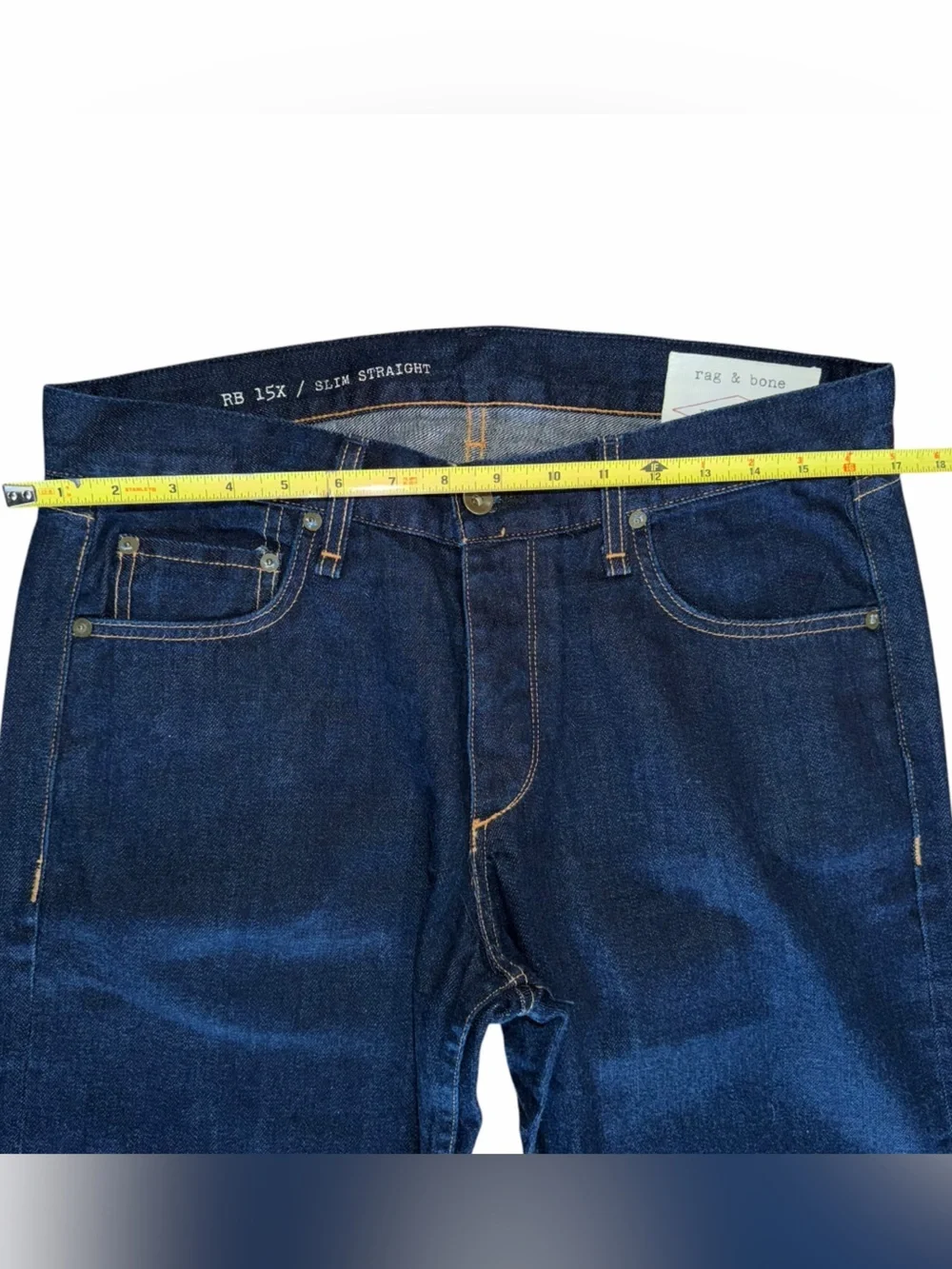 Rag & Bone RB15X Slim Straight Jeans Men’s 33 Dark Wash Selvedge Made USA